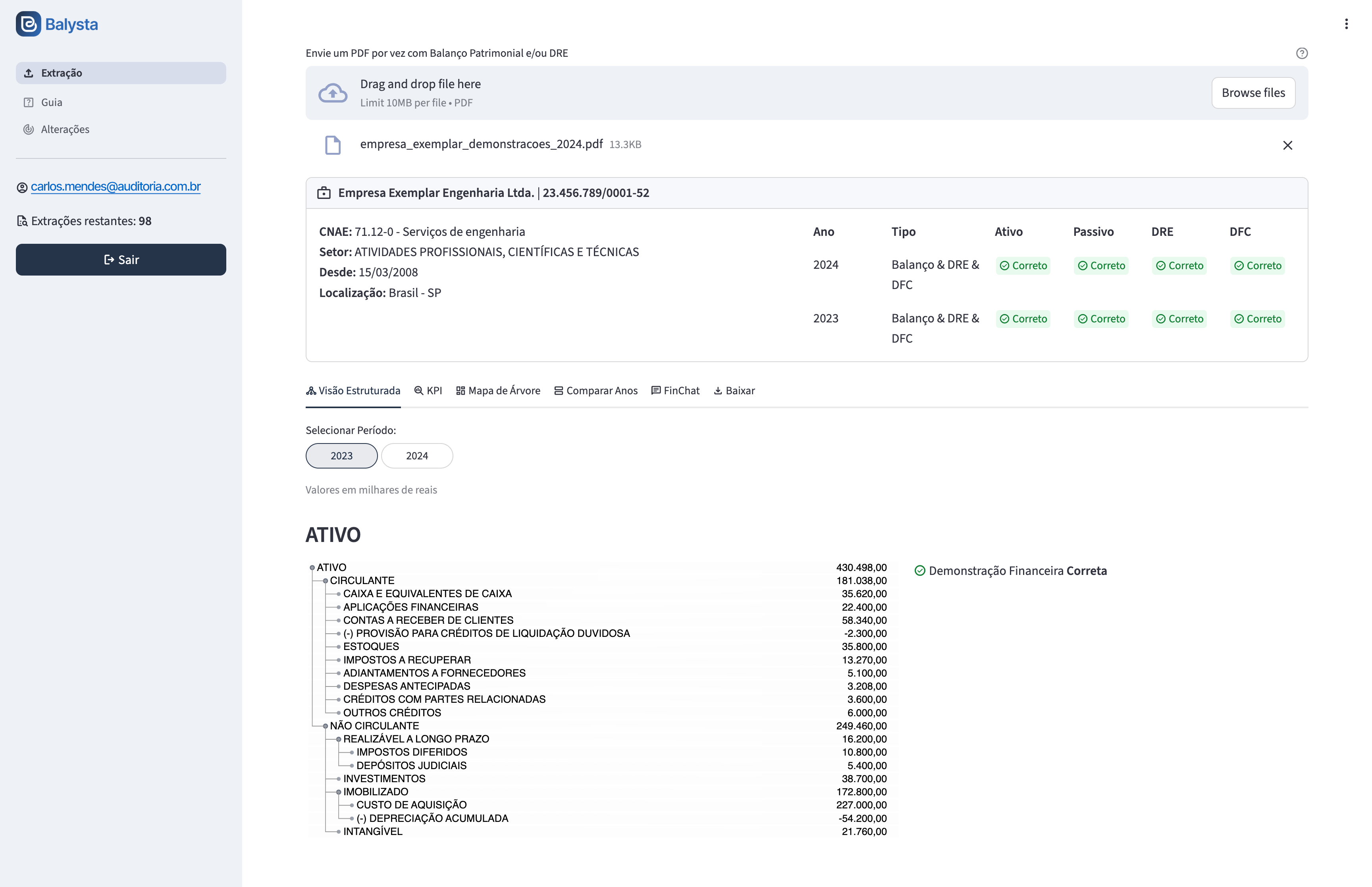 Balysta extracts financial data from balance sheet PDFs in seconds using AI